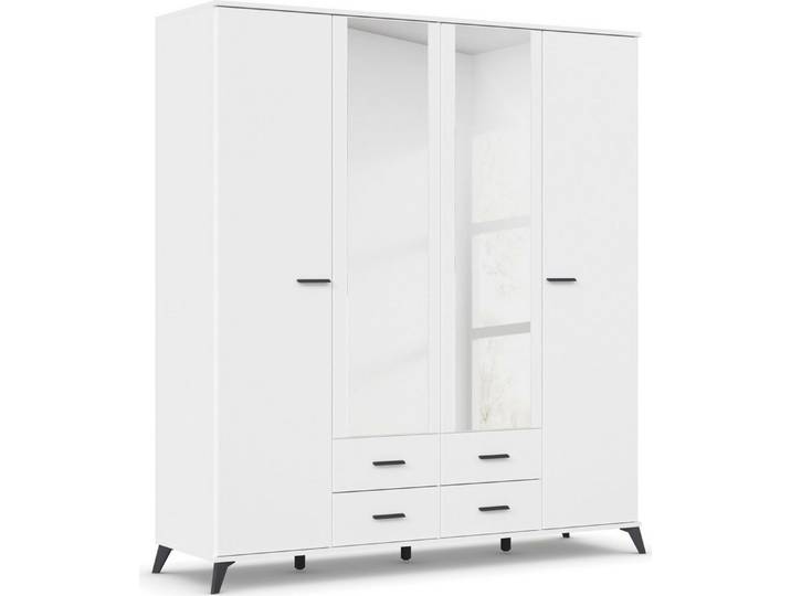 rauch Drehtürenschrank Lucena mit schräg ausgestellten Füßen im Monochrom-Stil, mit Spiegel