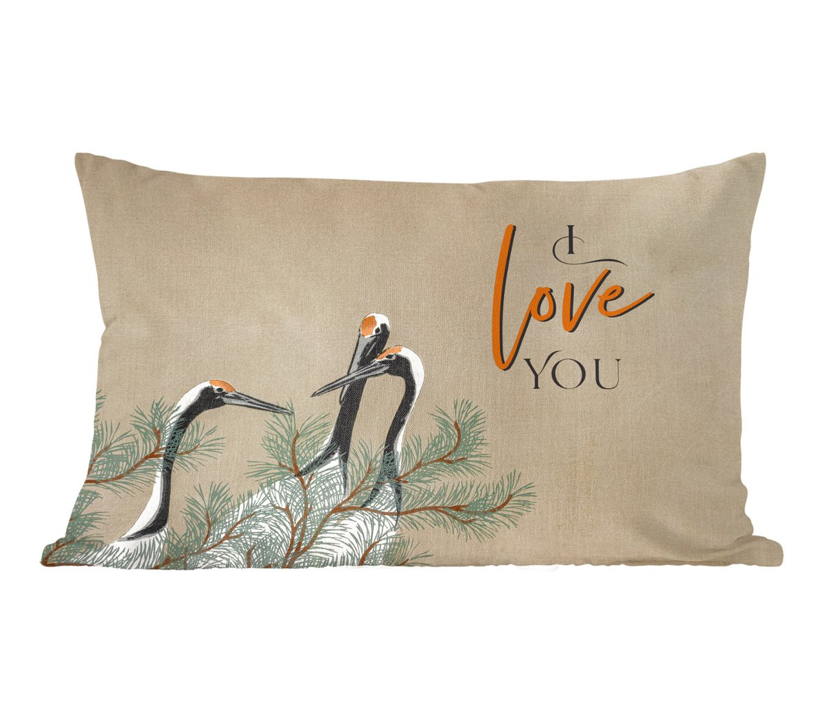 Sierkussen Japandi stijl met I love you quote - 50 x 30 cm