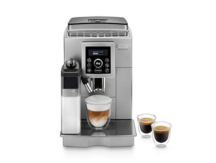 De'Longhi ECAM 23.466.S Perfetto Kaffeevollautomat mit LatteCrema Milchsystem, Cappuccino und Espresso auf Knopfdruck, Digitaldisplay mit Klartext, 2TassenFunktion, großer 1,8 l Wassertank, silber
