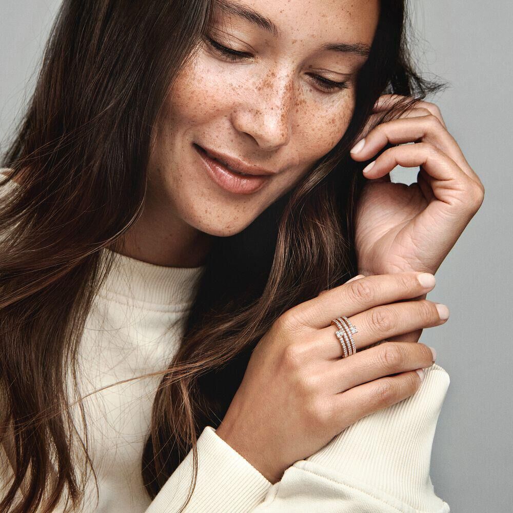 PANDORA Ring Triple Spiral für Damen, ROSE rosé