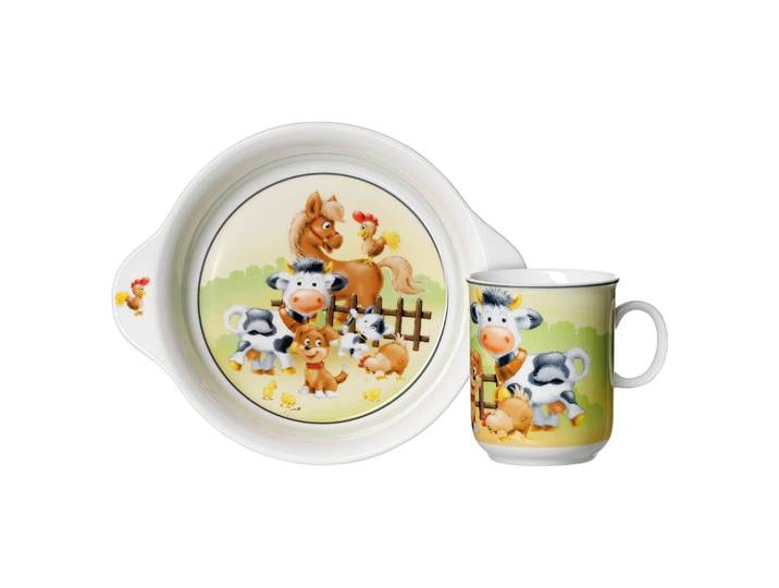 Kindergeschirr-Set RITZENHOFF & BREKER Kindergeschirr Hoftiere bunt , bunt, 2, Porzellan, Geschirr-Sets, Kindergeschirr-Set, Spülmaschinengeeignet