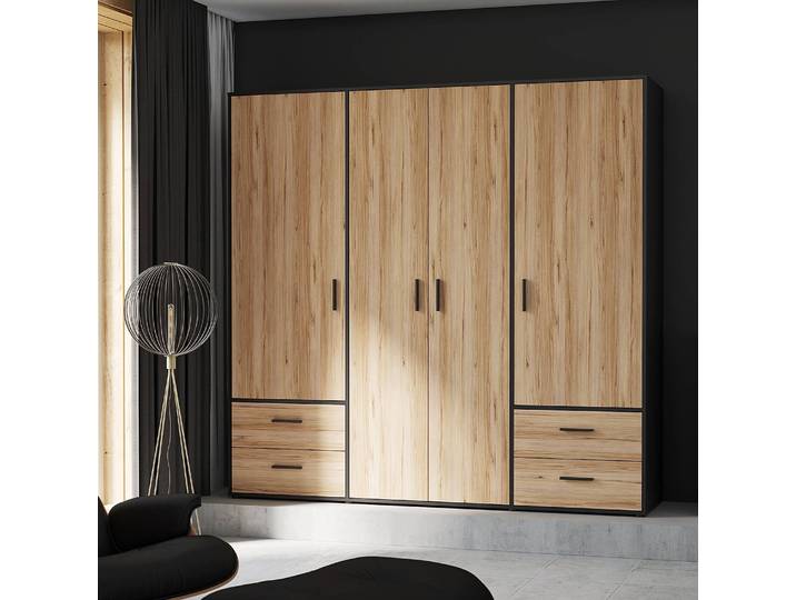 Armoire Swords 206cm Marron/Noir/Imitation chêne/Noir