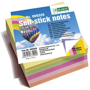 D.RECT Haftnotizen Super Sticky Notes, 9328, neon, 76 x 76mm, selbstklebend, 400 Blatt