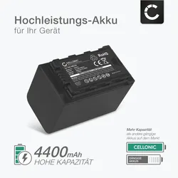 Cellonic Akku für Panasonic AG-CX350, HC-X1000, AJ-PX298, AG-AC30, HC-MDH3, HC-MDH2 (Kamera Akku), Kamera Stromversorgung, Schwarz