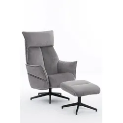 gepolsteter Relaxsessel mit Hocker - grau