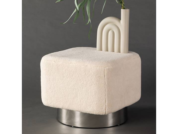 Pouf Newton 45 x 38 x 45cm Blanc/Crème