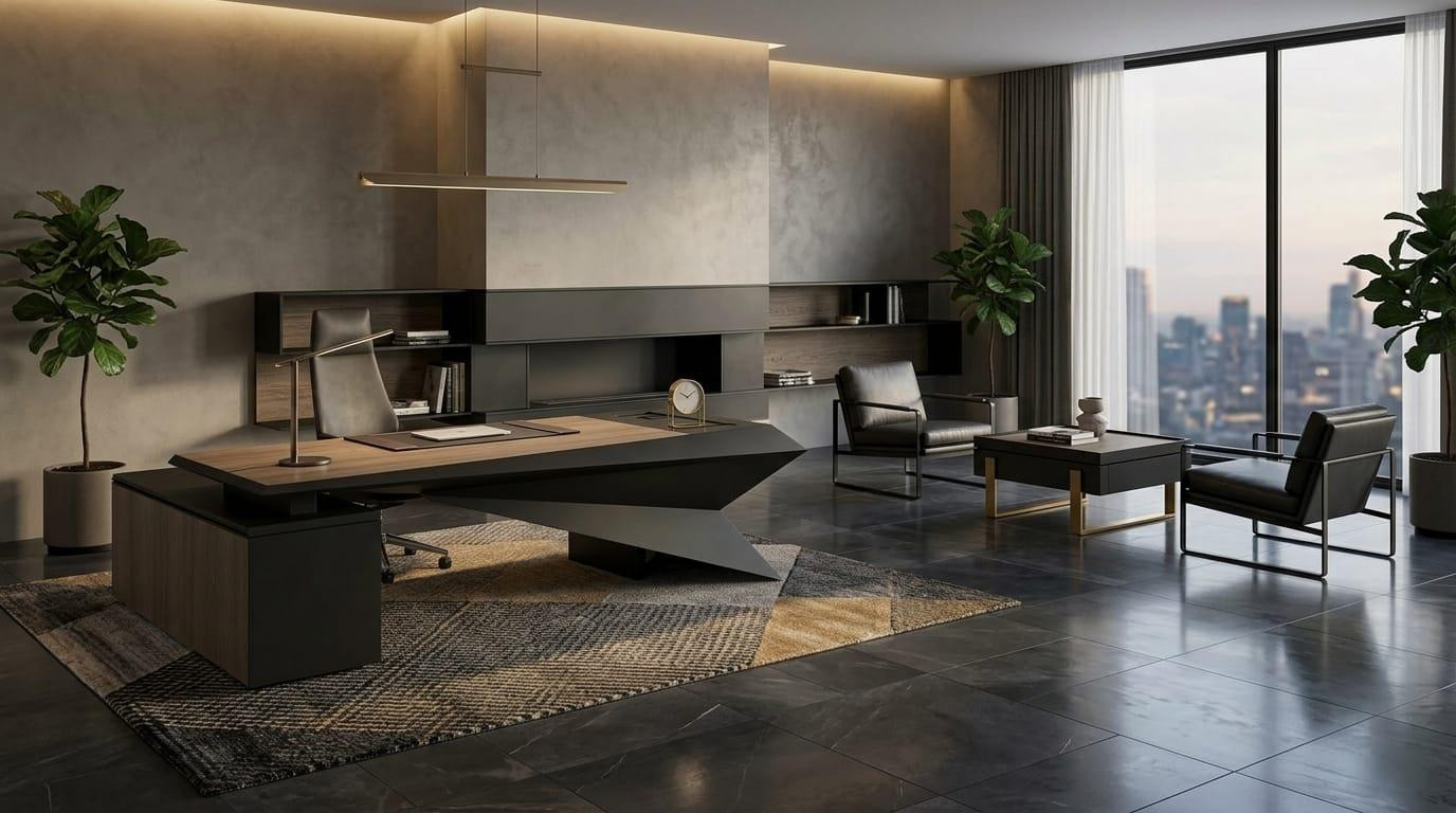 JVmoebel Luxe kantoorinrichting bureau en salontafel voor directie