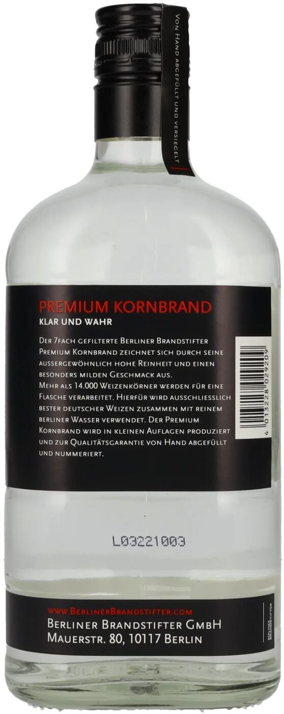Berliner Brandstifter Premium Kornbrand 38% Vol. 0,7l