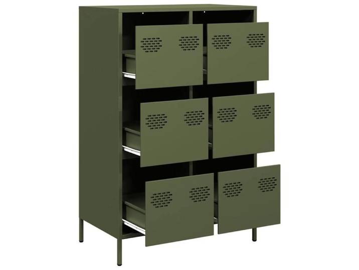 Vert Commode Salon CHIC Buffet haut/armoire latérale vert olive 68x39x101 5 cm acier N12020