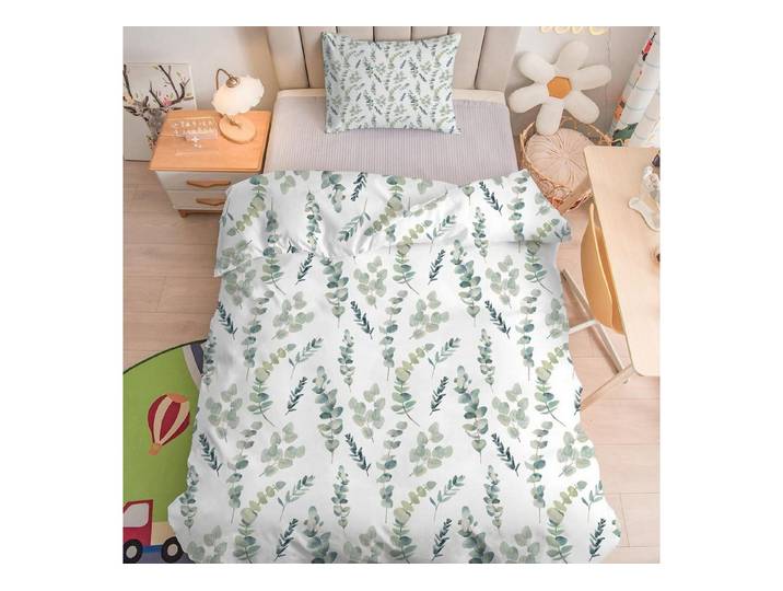 LuxusKollektion Kinderbettwäsche Bettwäsche 135x200cm Grüne Eukalyptus/Pflanze