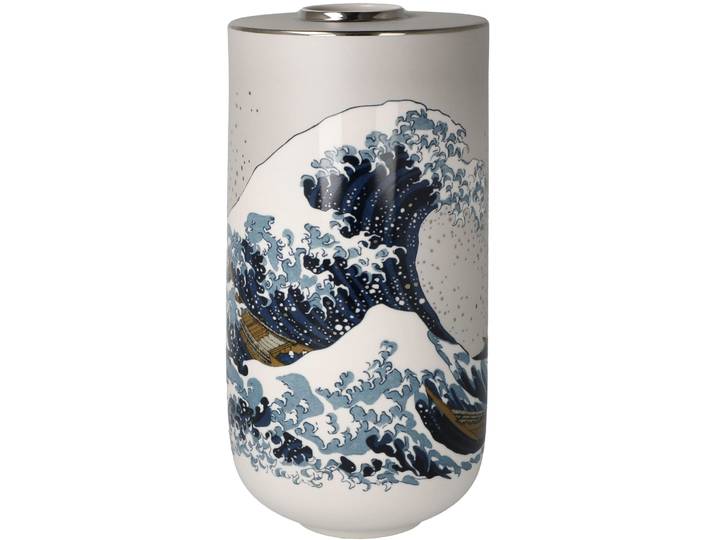 Tischvase GOEBEL Vase Hokusai- Die Grosse Welle , bunt, B:12cm H:25,5cm T:12cm, Porzellan, Vasen, Tischvase