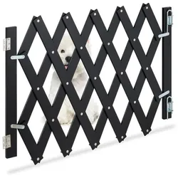 Relaxdays Ausziehbares Hundeabsperrgitter schwarz Schwarz