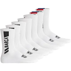 FC Barcelona Unisex Socken, 7er Pack - Tennis Socks, Schriftzug-Logo, Baumwollmischung, einfarbig Weiß / 39-42