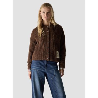 Strickjacke LECOMTE "Strickjacke", Damen, Gr. 42, braun, Obermaterial: 46% Polyacryl, 30% Polyamid, 10% Alpaka, 10% Wolle, 4% Elasthan, unifarben, weit, Strickjacken Strickjacke