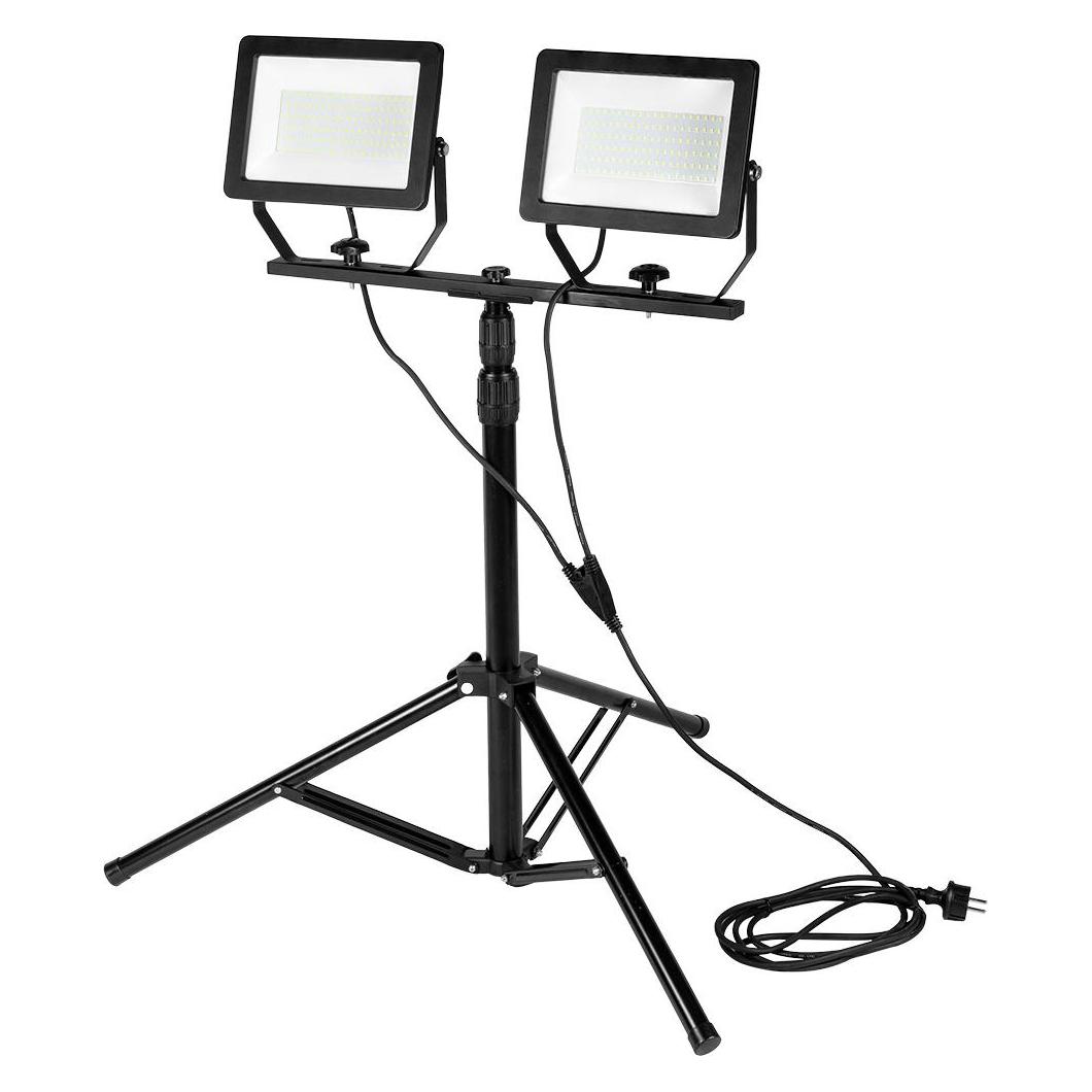 Neo Reflektor doppelt 2x100W SMD LED 2 x 8500lm mit Stativ 1,8m (8500 lm) (TOP-99-096)