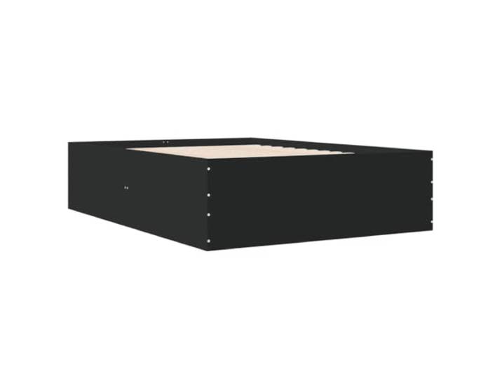 KTHLBRH Bettgestell schwarz 135 x 190 cm aus mehrschichtigem Holz Inklusive Lattenrost, atmungsaktive Unterstützung, modernes Design, einfache Montage