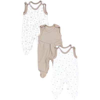Strampler TUPTAM "Strampler Baby Mädchen Strampler mit Fuß 3er Pack", Mädchen, Gr. 50, N-Gr, braun (igel sternchen latte braun), Obermaterial: 100% Baumwolle CO., Overalls
