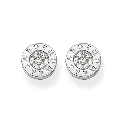 Paar Ohrstecker THOMAS SABO "Classic Pavé Schwarz, Classic Pavé Weiß", bunt (silberfarben, weiß, kristallweiß), Ohrringe, Damen, 9mm, Silber 925 (recycelt), mit Zirkonia (synth.)