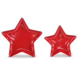 Platte Stern 2tlg. Steingut Rot