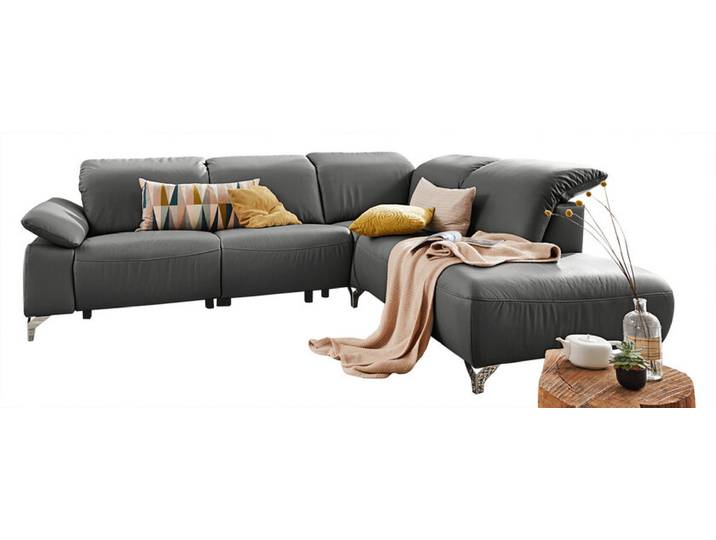 Ecksofa MR 370 L-Form Lederbezug grau