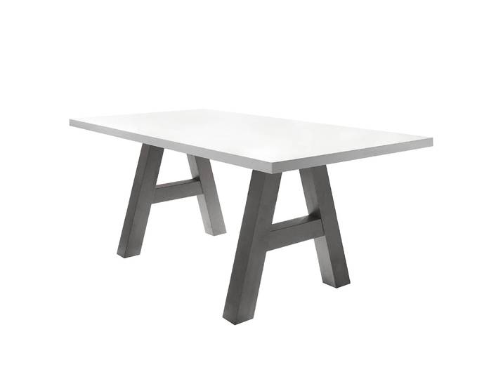 Table Leeton I 180 x 90cm Blanc/Gris/Blanc mat