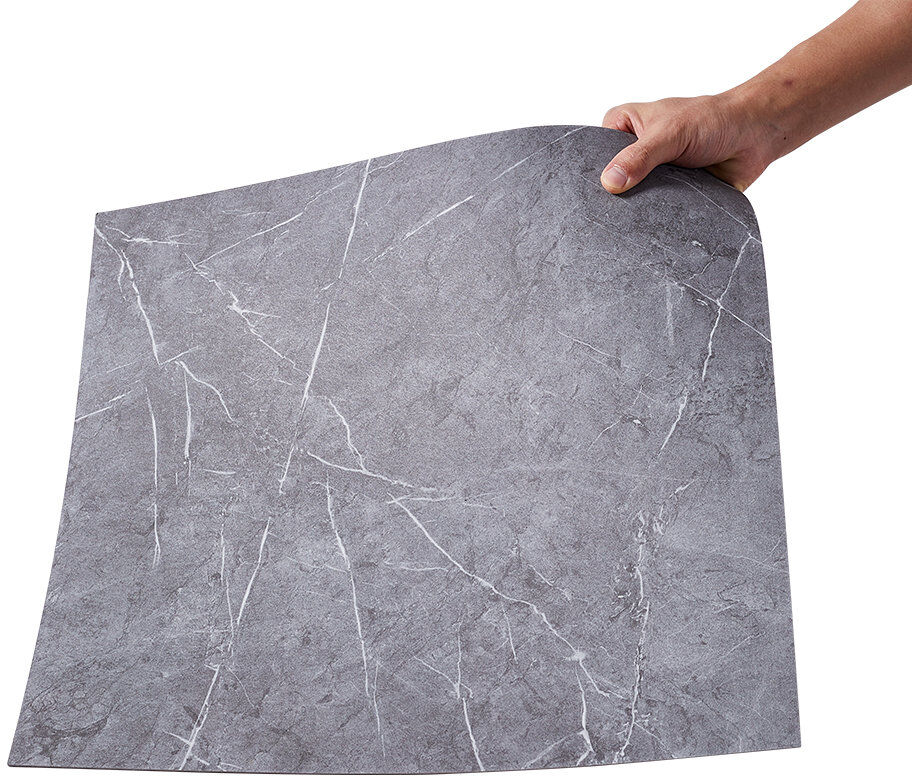 Metro Deehan Self-Adhesive Floor Tiles: Realistic Stone & UV Coated Dark Grey 45.72cm L