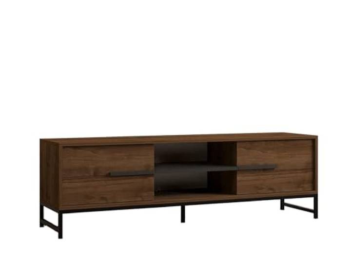 Moderner TV-Ständer aus Walnussholz, 160 cm 100% melaminbeschichtete Spanplatte, 18 mm stark Wandmontage, mehrere Ablagen, stilvoll und funktional