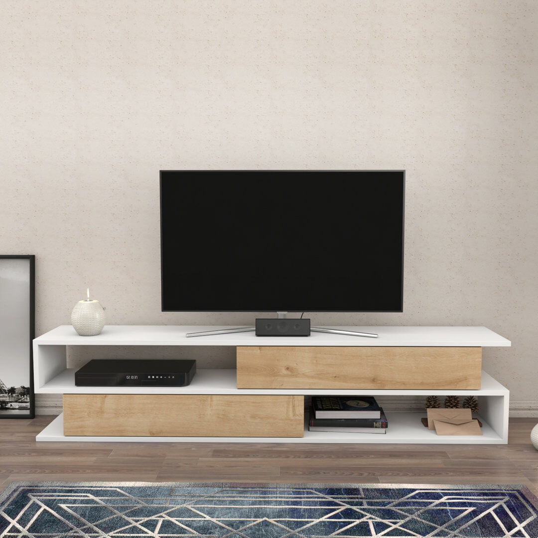 Wade Logan Margrete TV Stand for TVs up to 70" White/Sapphire Oak 70"