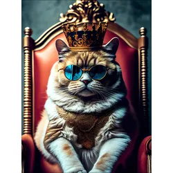 Glasbild THE CAT IS KING (BHT 60x80x1,30 cm) - BHT 60x80x1,30 cm