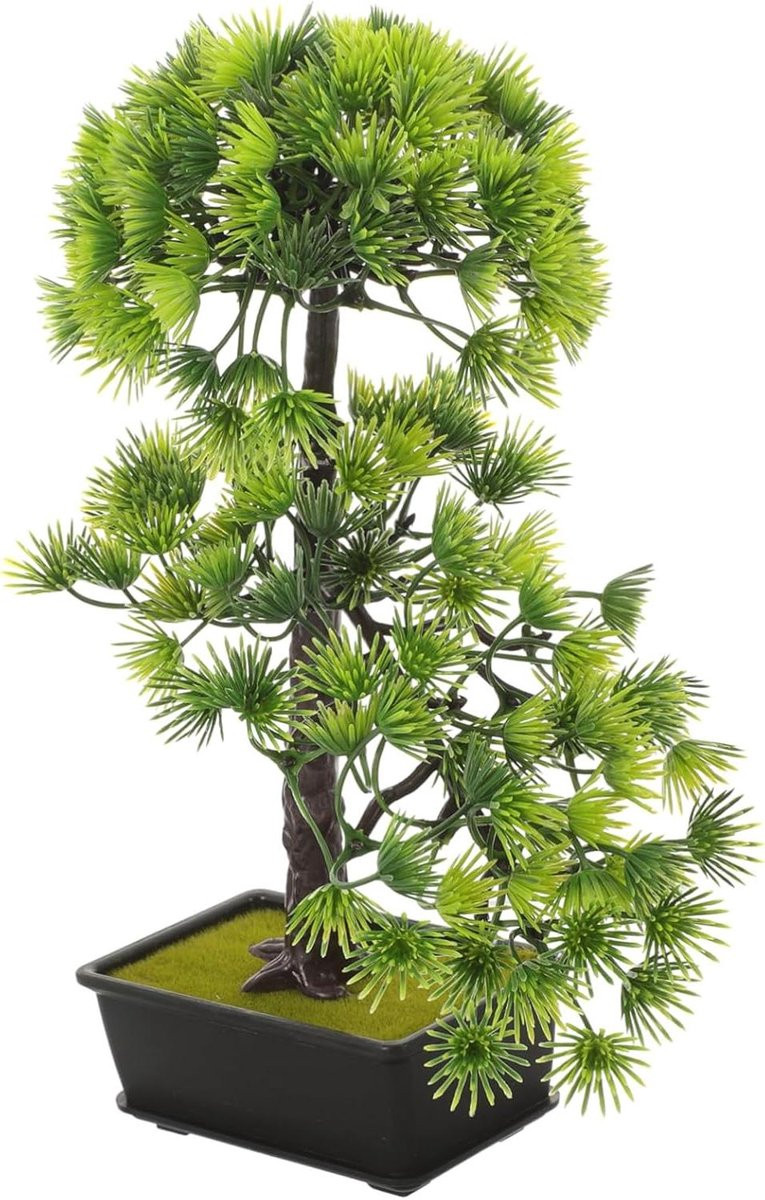 Nep Bonsaiboom Kunstplant Groen - Onderhoudsvrije Bureau Decoratie - Hoogte: 28 cm