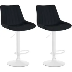 CLP 2er Set Barhocker Toni Stoff weiß   Farbe: schwarz, Material Gestell: Metall matt weiss