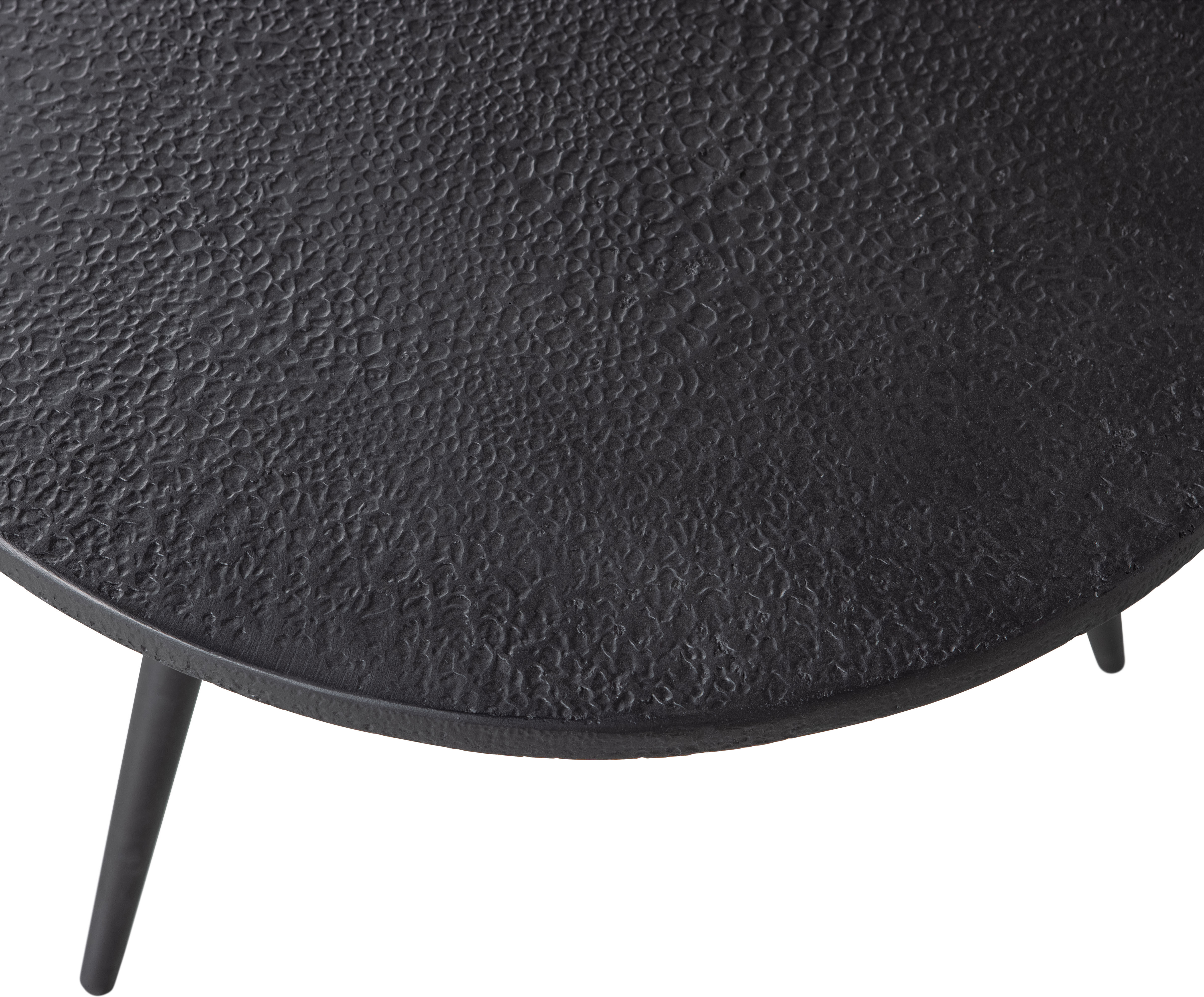 Beistelltisch WOOOD "Suze aus Multiplex mit Metallbeschichtung Ø53x42 / Ø53x36 cm", schwarz, B:53cm H:42cm T:53cm, Tische, Beistelltisch, 2er-Set, Plattendicke 2 cm, Beine aus MS-Eisen, pulverbeschichtet