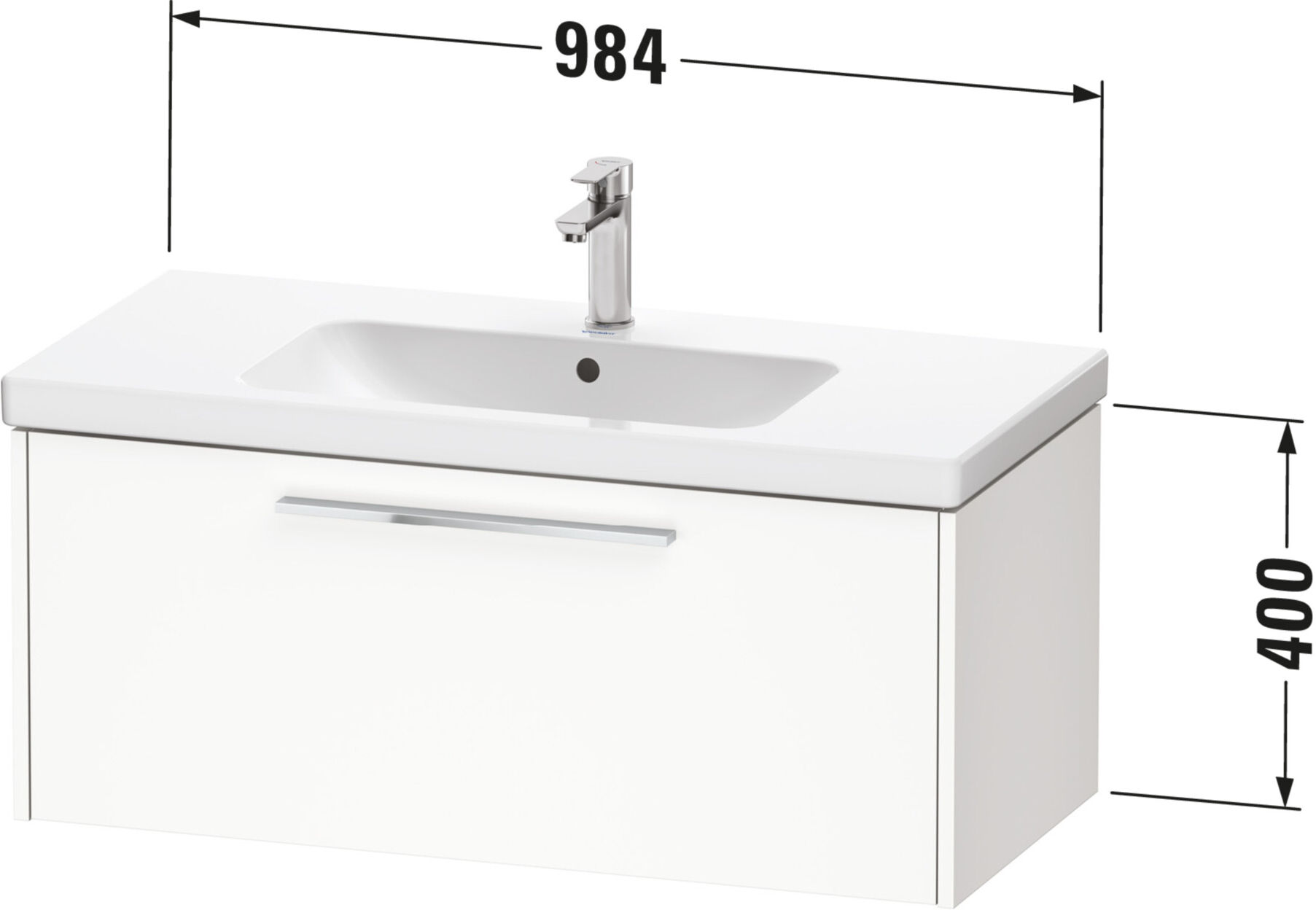 Duravit Waschtischunterschrank D-Code 98,4x40x46cm, 1 Ausz., graph ma, Gr. chr (DC4668010490000)