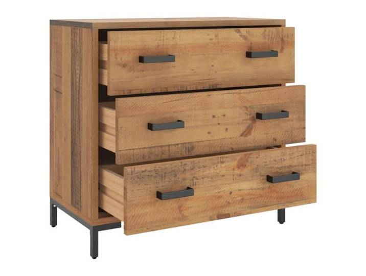 Commode - ZERODIS - HB042 - Bois de pin massif recyclé - 75x35x70 cm - Couleur blanche