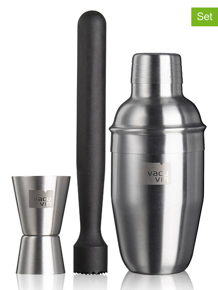 Vacu Vin 3tlg. Cocktail-Set in Silber/ Schwarz - onesize