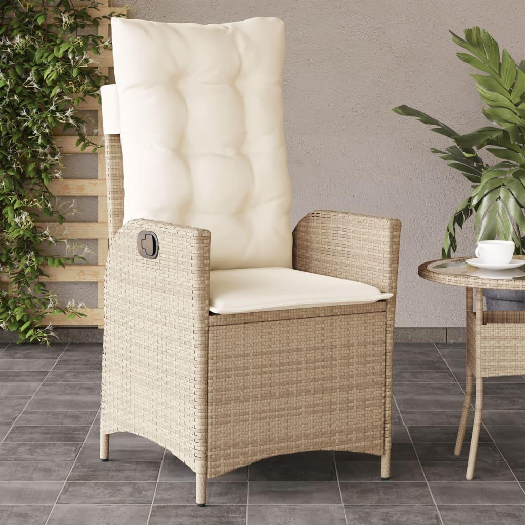DKD HOME DECOR Verstelbare Tuinstoel met Kussen, Beige, Polyrotan