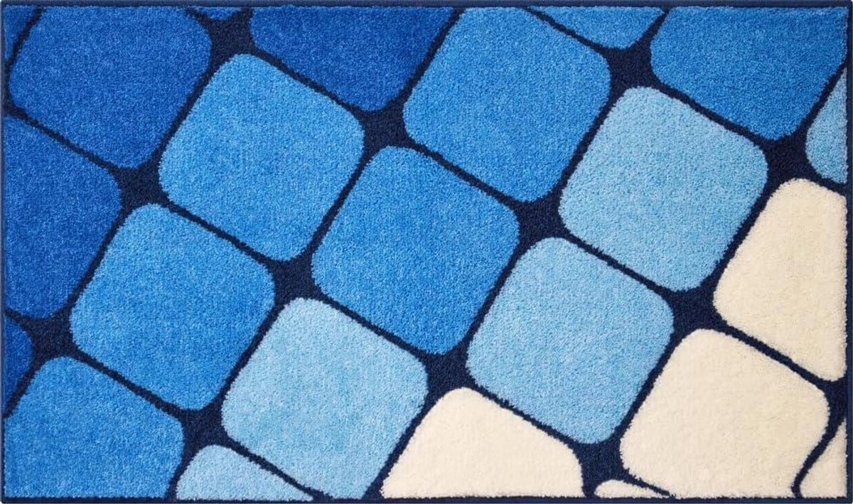 Blauwe antislip badmat voor badkamer comfort, 60 x 100 cm