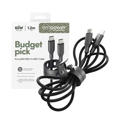 USB-Kabel "Racing 60W USB-C zu USB-C Kabel USB 2.0 1,2 m", schwarz, 120cmcm, EMPOWER BY PANZERGLASS, Kabel