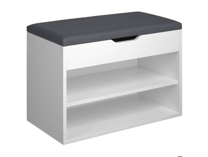 Meuble à chaussures - TECTAKE - Banc à chaussures JASMINA en bois MDF et rembourré 60 x 30 x 43 5 cm - Blanc