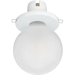 ledscom.de E27 Porzellan Decken-Einbauleuchte TELA, weiß, inkl. LED Lampe, Milchglas, 550lm warmweiß