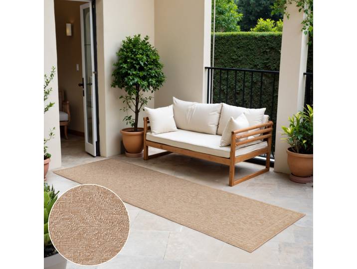 Outdoorteppich HANSE HOME Rosel Wendeteppich , weiss (jute, weiß), B:80cm H:5mm L:250cm, Polypropylen, Teppiche, Outdoorteppich, In und Outdoor, Flachgewebe, wetterfest, pflegeleicht, robust