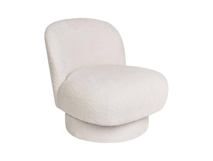 Sessel Bouclé creme weiß ohne Armlehnen mit Drehfunktion Retro Elegant Aylo