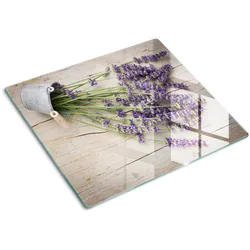 GLASPLATTE 60x52 cm Lavendel im Topf
