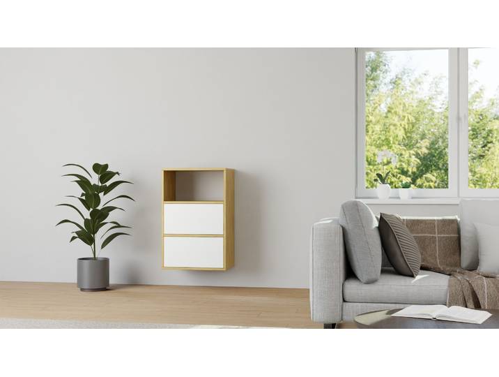 60 cm breites Regal mit Wandhalterung Eiche Natur geölt