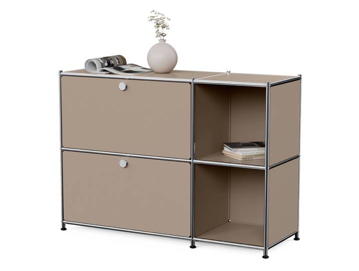 Tchibo - Sideboard Metall »Cn3« mit 2 Klappenfächern - 116x40x85,5cm - taupe -