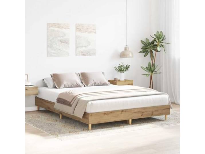 KTHLBRH Bettgestell 90 x 200 cm Eiche handwerklich Technisches Holz, Lattenrost inklusive, stabile Beine, 203 x 93 x 25 cm