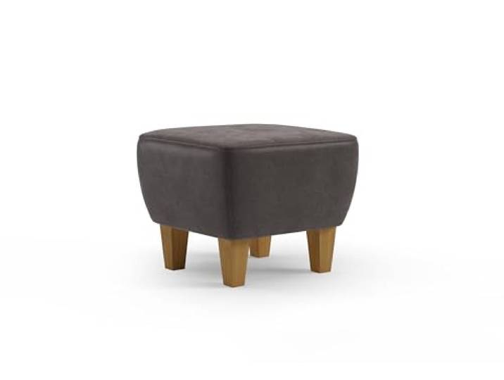 Cavadore Hocker Vida / Polsterhocker mit massiven Holzfüßen in Eiche / 52 x 46 x 52 / Mikrofaser, Graubraun