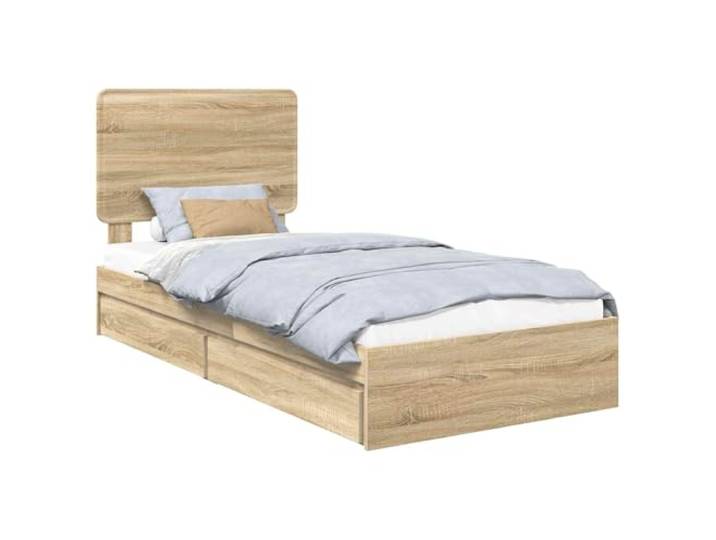 HMDNGOUT Aufbewahrungsbett Sonoma-Eiche 100x200 cm mit Schubladen, Bettgestell aus Holzwerkstoff, modernes Design für Stadtwohnungen