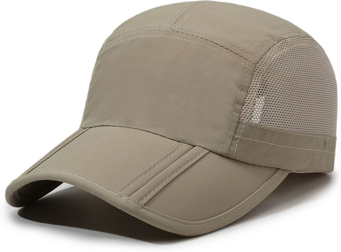 INF Entenschnabel-Kappe aus Polyester mit Sonnenschutz, schnelltrocknendem Mesh, verbreitertem Schweißband und verstellbarem Khaki