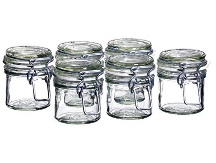 MÄSER 925337 Gothika, Einmachgläser klein, made in Germany, 6er Set à 90 ml, Vorratsgläser mit Deckel und Drahtbügel zum luftdichten Aufbewahren, Einkochen und Einlegen, Glas, transparent